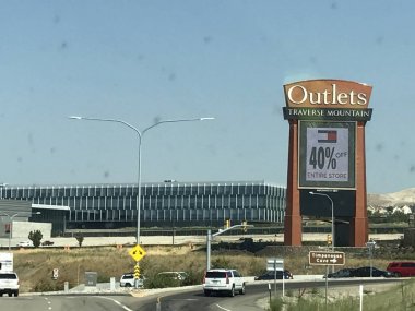LEHI, UT - AUG 31: Outlets at Traverse Mountain in Lehi, Utah, as seen on Aug 31, 2017. It is the first and only Outlet in Utah County and borders Salt Lake County. clipart