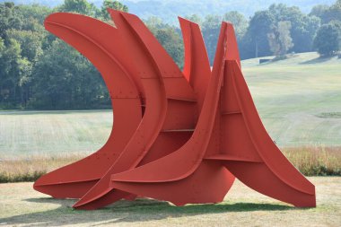 NEW WINDSOR, NY - SEP 22: Five Swords by Alexander Calder at Storm King Art Center in New Windsor, New York on Sep 22, 2019. Its perhaps the largest collection of contemporary outdoor sculptures in US.