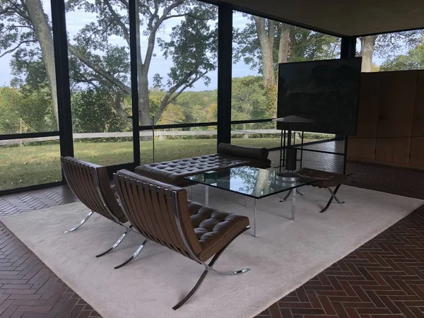 New Canaan Ottobre Glass House Philip Johnson New Canaan Connecticut — Foto Stock