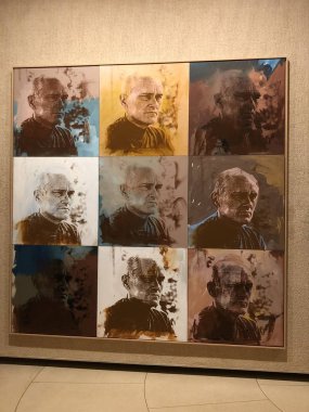 NEW CANAAN, CT - 2 Ekim 2019 'da New Canaan, Connecticut' ta Philip Johnson tarafından The Glass House 'daki Boyama Galerisinin içi.