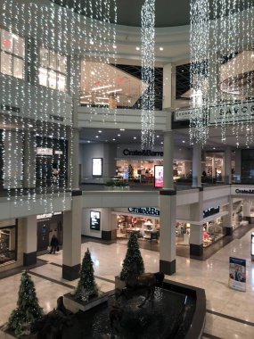 WHITE PLAINS, NY - NOV 9: Christmas decor at the Westchester Mall in White Plains, New York, as seen on Nov 9, 2019. The mall is home to some of today's most fashionable and well-known retailers.