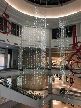 WHITE PLAINS, NY - NOV 9: Christmas decor at the Westchester Mall in White Plains, New York, as seen on Nov 9, 2019. The mall is home to some of today's most fashionable and well-known retailers.
