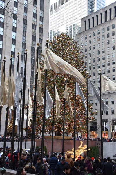 New York Dec Beroemde Kerstboom Rockefeller Plaza New York City — Stockfoto