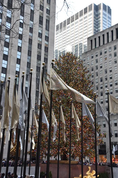 New York Dec Beroemde Kerstboom Rockefeller Plaza New York City — Stockfoto