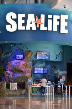 ORLANDO, FL NOV 24: 24 Kasım 2019 'da Orlando, Florida' daki ICON Park 'ta görülen Sea Life Akvaryumu. Çeşitli deniz canlıları içeren aile dostu sergileri var..