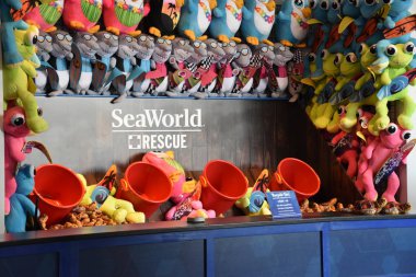 ORLANDO, FL NOV 27: oyunlar Florida SeaWorld Orlando 'da, 27 Kasım 2019' da görüldüğü gibi. Bu bir tema ve deniz zooloji parkı. Canlı gösteriler ve gezintiler ve hayvan sergileri de dahil olmak üzere birçok eğlence alanı var..