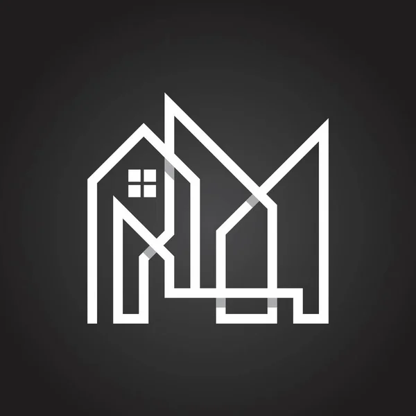 Real Estate Logo v Art stylu čáry — Stockový vektor