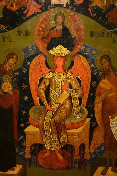 Antyczne Ikona Rosyjska prawosławna na Luty 11, 2015 w Wielkim Nowogrodzie — Zdjęcie stockowe