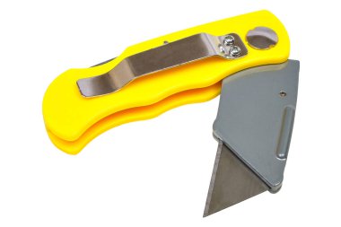 Beyaz arka planda izole edilmiş trapezoid bıçak.
