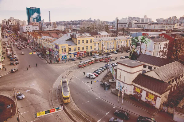 Vista dall'alto delle strade di Kiev — Foto Stock