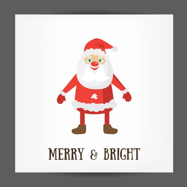 Merry och Bright Christmas vykort mall. Vektorillustration av jultomten. Cartoon design — Stock vektor