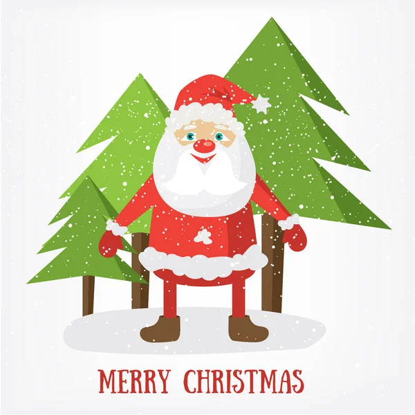 Feliz Navidad plantilla de tarjeta postal. Ilustración vectorial de Santa Claus. Diseño de invitación de dibujos animados — Vector de stock