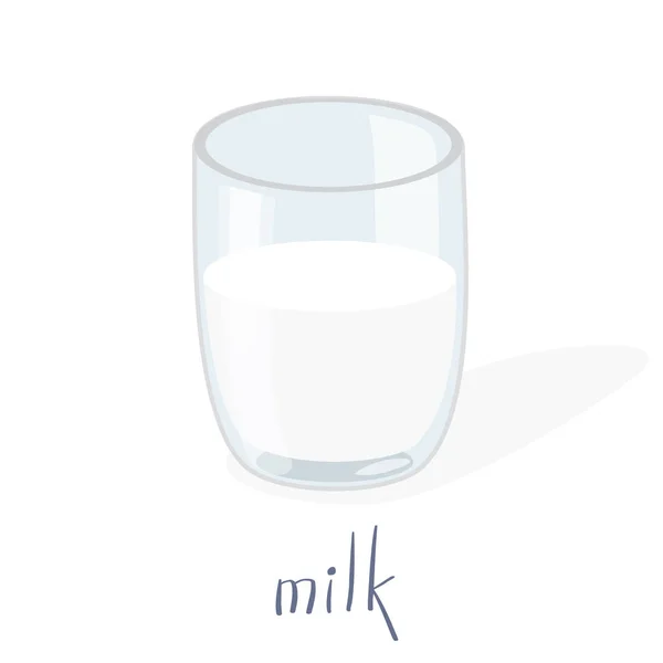 Cartoon Glas Milch. Vektorillustration. Milch mit rosa Stroh isoliert auf weißem Hintergrund — Stockvektor