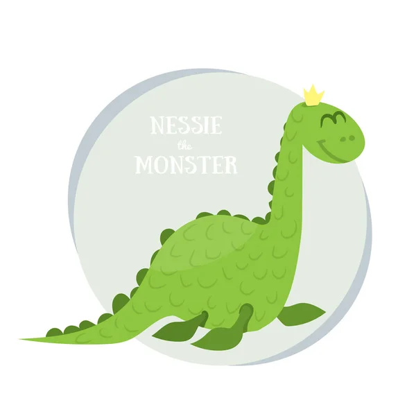 Nessie the Monster. Flat vector illustration.  Loch Ness Monster isolated on white background — Stock Vector