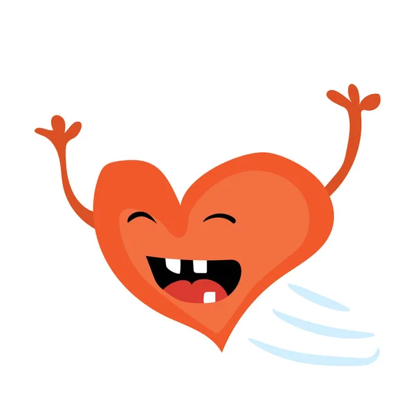 Dibujos animados día de San Valentín ilustración romántica. Feliz personaje de corazón rojo. Diseño vectorial plano de vacaciones, sobre fondo blanco — Vector de stock