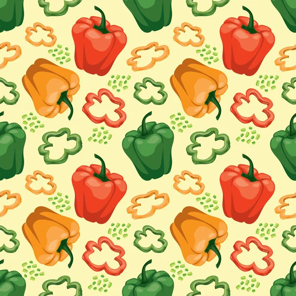 Fondo vegetal sin costuras con dulce rojo, verde y amarillo — Vector de stock