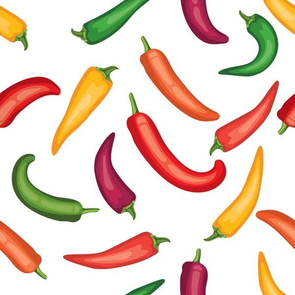 Sömlös chile peppar mönster. Kakel vegetabiliska mönster. Vegetarisk inslagning pappersstruktur. — Stock vektor