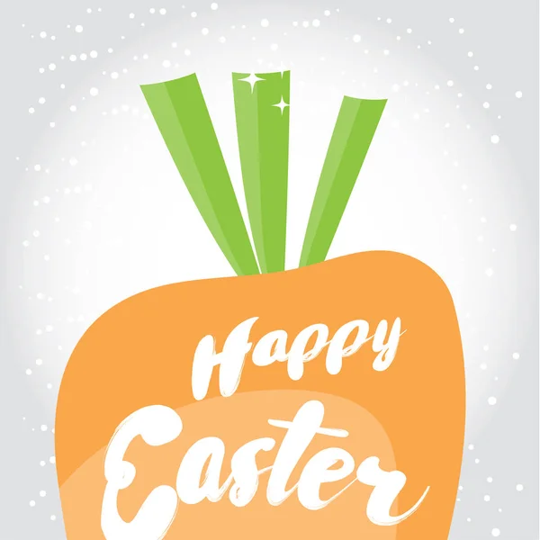 Joyeux Pâques. Carte de vœux de vacances avec éléments calligraphiques. Lettrage de Pâques avec carotte dessin animé — Image vectorielle