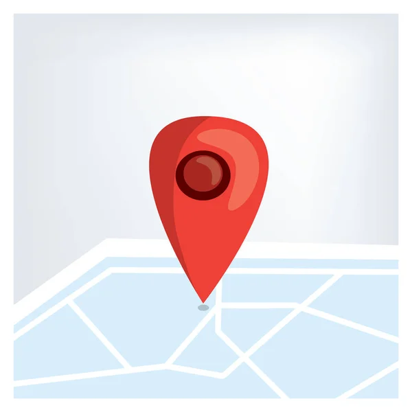 Marcador GPS vermelho no mapa. Ilustração vetorial plana . —  Vetores de Stock