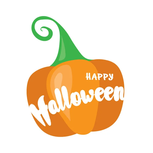 Happy Halloween post kaart ontwerp. Gewoon vector illustratie met cartoon oranje pompoen en belettering van elementen. — Stockvector