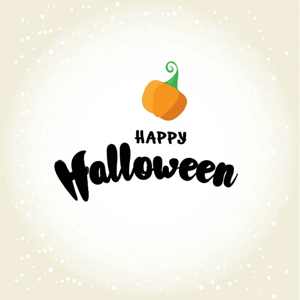 Glückliches Halloween-Postkartendesign. einfach Vektorillustration mit orangefarbenem Kürbis und Schriftelementen. — Stockvektor