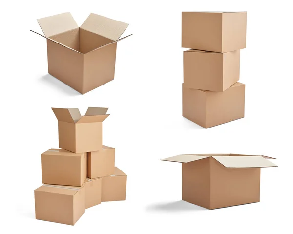 Коробка доставки картонной коробки стек — стоковое фото