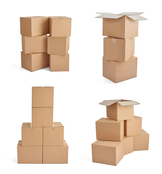 Box package delivery cardboard carton stack — Stock Photo, Image