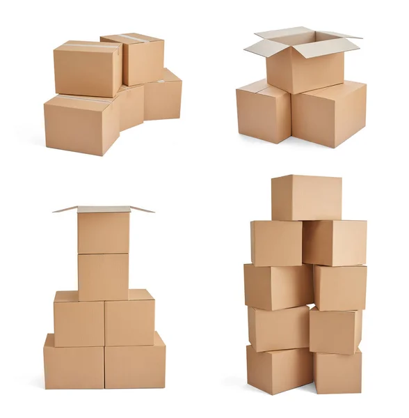 Коробка доставки картонной коробки стек — стоковое фото