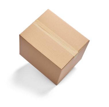 Beyaz arkaplanda bir karton kutuyu kapat