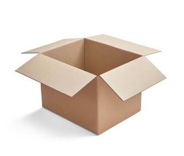 Beyaz arkaplanda bir karton kutuyu kapat