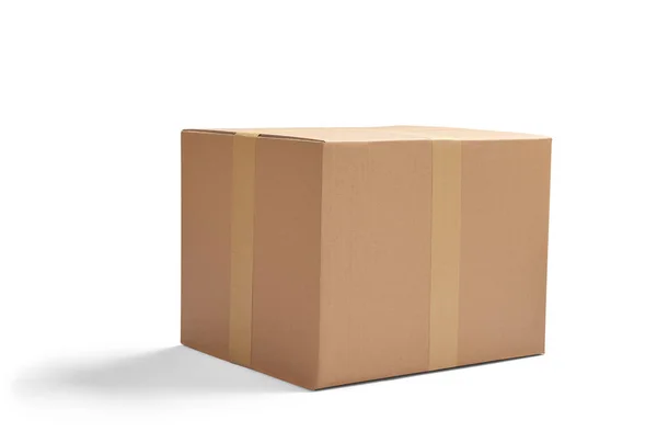 Close Cardboard Box White Background — Stock Photo, Image