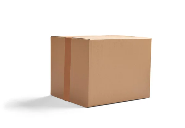 Close Cardboard Box White Background — Stock Photo, Image