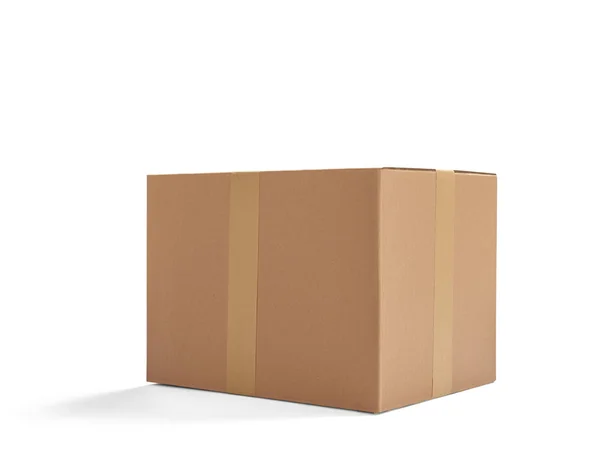 Close Cardboard Box White Background — Stock Photo, Image