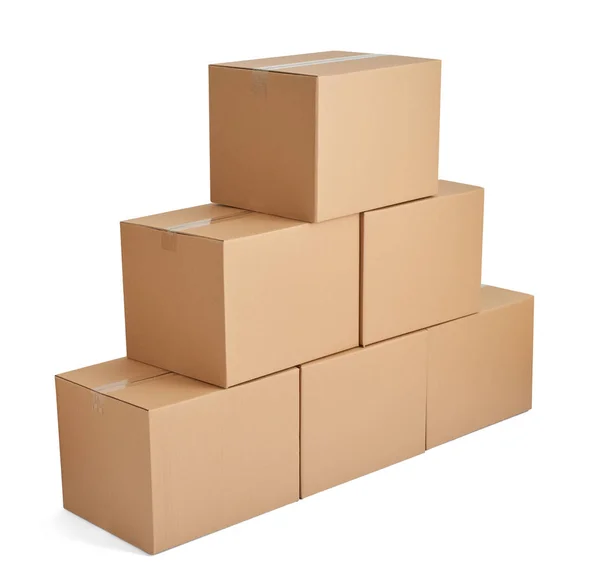 Paquete de caja paquete de cartón de entrega pila — Foto de Stock