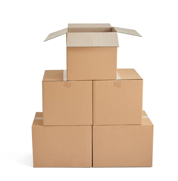 Doboz csomag szállítási karton dobozban verem — Stock Fotó