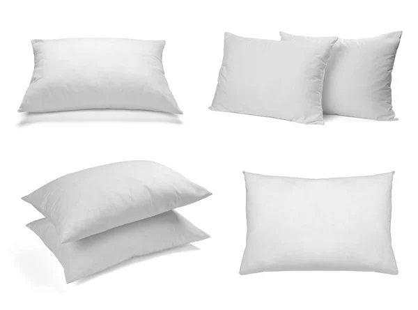 Collection Various White Pillows White Background Each One Shot Separately — Stock Photo, Image