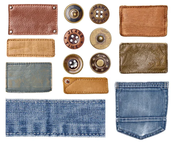 Etiqueta de jeans y botón —  Fotos de Stock