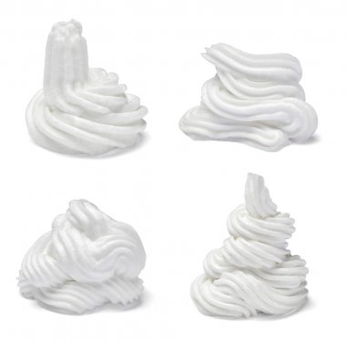 çeşitli beyaz krema beyaz arka plan üzerinde topluluğu. her biri ayrı ayrı vurulur