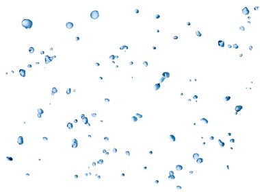 beyaz arkaplanda çeşitli su damlalarının toplanması