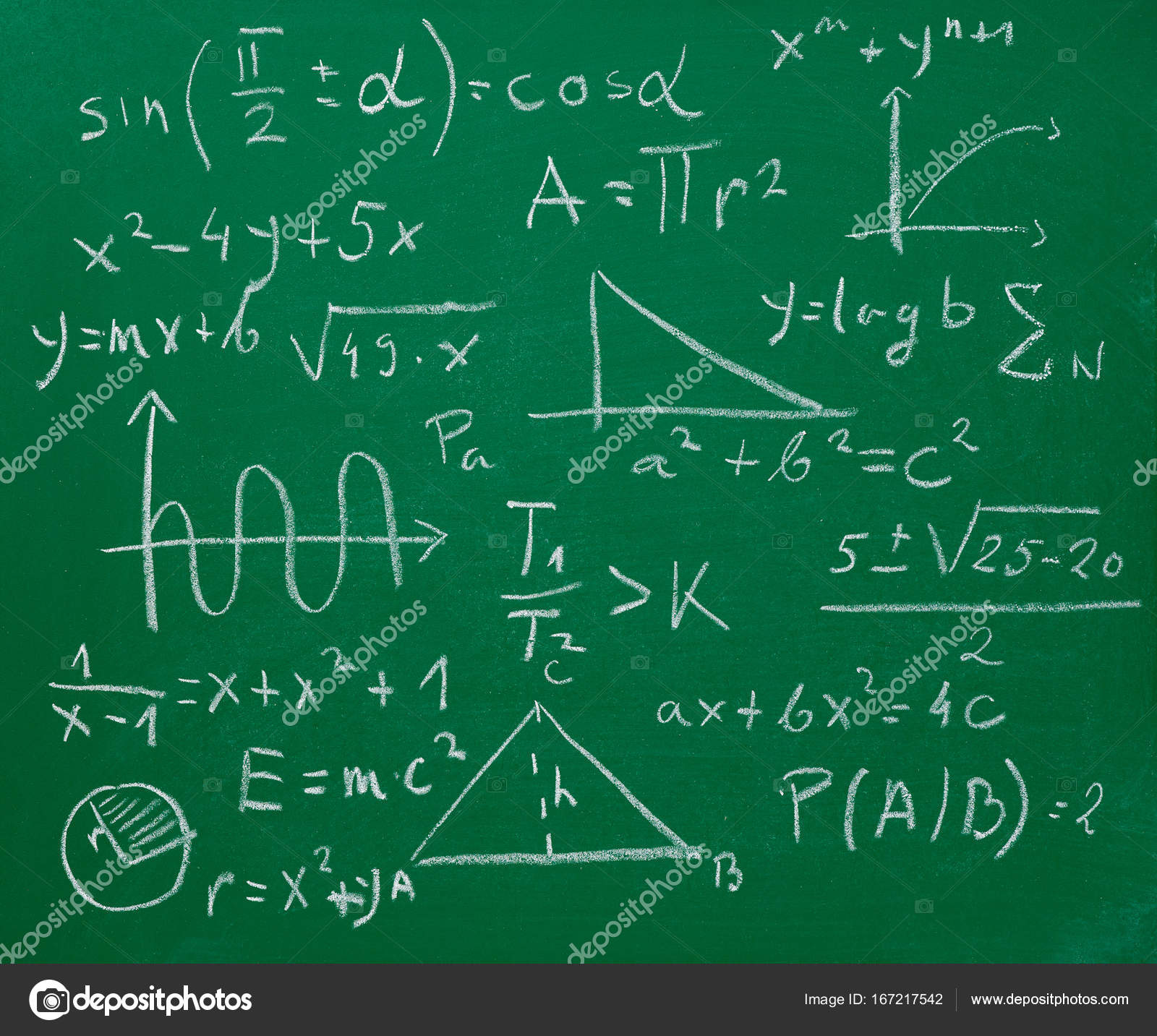 Sala De Aula Preta Com Fórmulas Da Matemática Ilustração Stock