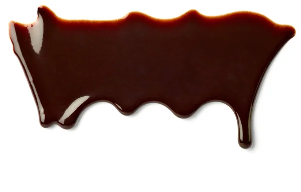 Chocolate syrup dessert food sweet leaking drop — Stock Photo, Image