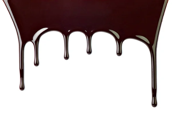 Chocolate syrup dessert food sweet leaking drop — Stock Photo, Image