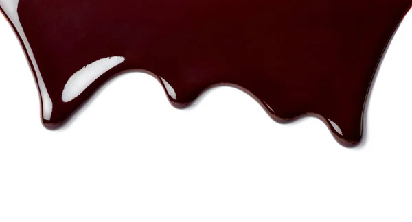 Chocolate syrup dessert food sweet leaking drop — Stock Photo, Image