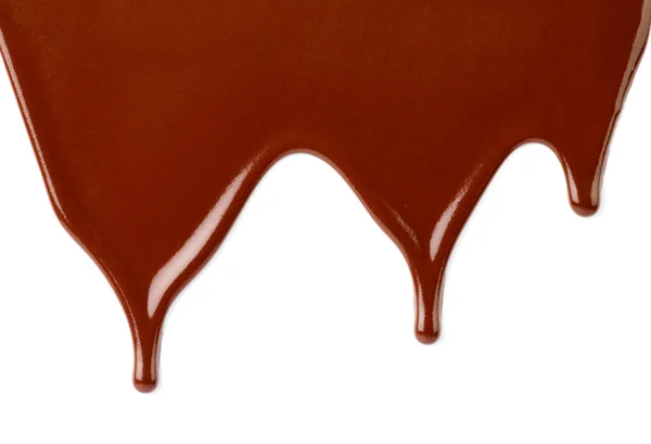 Chocolate syrup dessert food sweet leaking drop — Stock Photo, Image