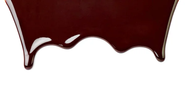 Chocolate syrup dessert food sweet leaking drop — Stock Photo, Image