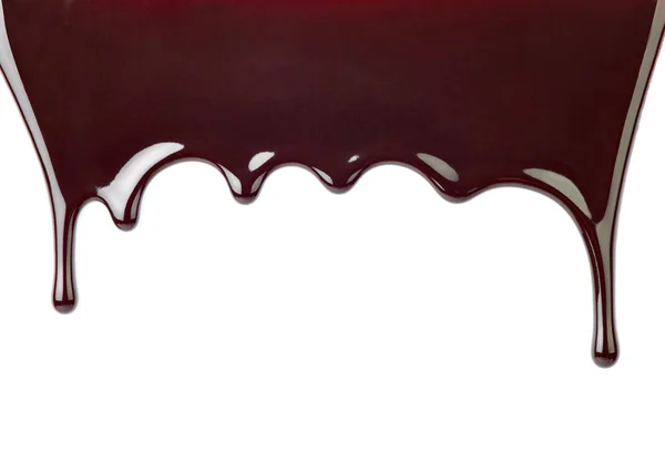 Chocolate syrup dessert food sweet leaking drop — Stock Photo, Image