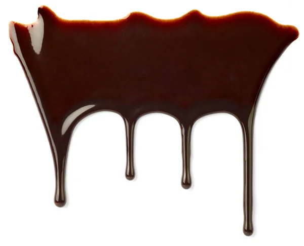 Chocolate syrup dessert food sweet leaking drop — Stock Photo, Image