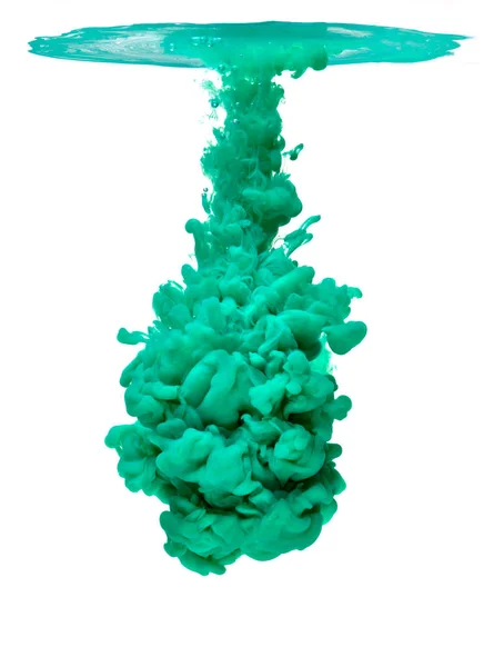 Green Color Paint Pouring Water — Stock Photo, Image