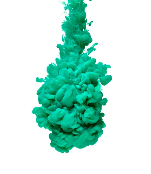 Green Color Paint Pouring Water — Stock Photo, Image