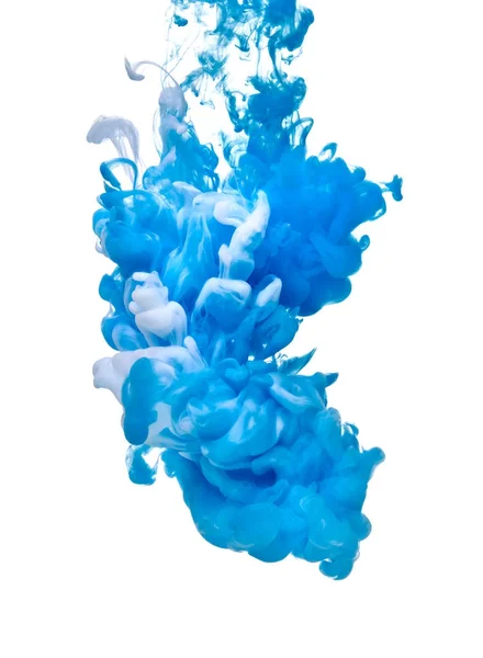 Peinture Bleue Blanche Dans Eau — Photo